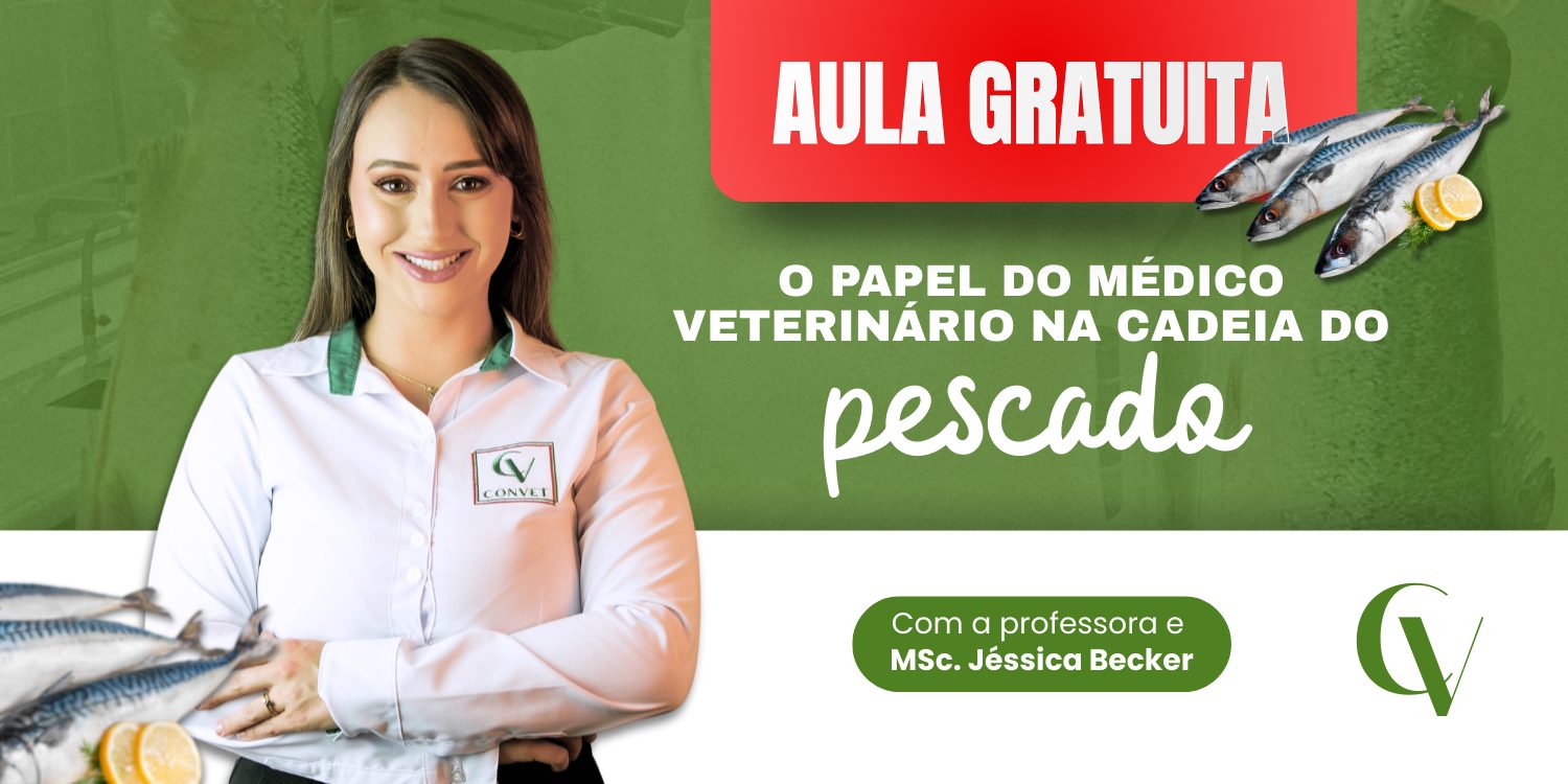 Aula gratuita sobre o papel do médico veterinário na cadeia do pescado com a professora Jéssica Becker.