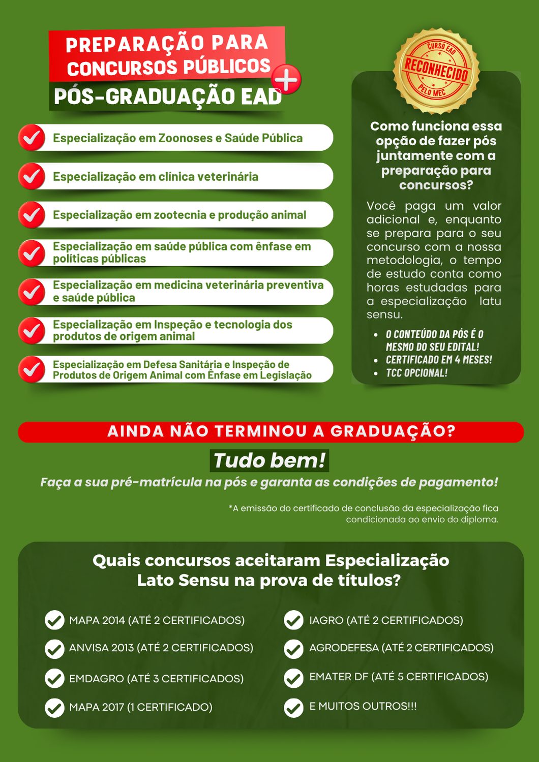 Resultados e aprovações recentes dos alunos do preparatório CONVET